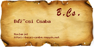 Bécsi Csaba névjegykártya